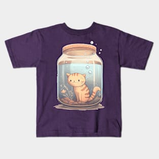 Kitty in the jar anime kawai design Kids T-Shirt